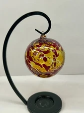 Zorza Blown Glass Christmas Ornament Handcrafted Poland Thick Heavy Ball 3 1/8"