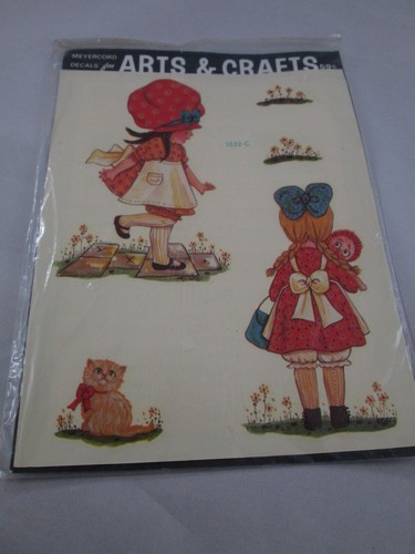 Meyercord Decals Transfers 6 1/2 x 8 Sheet Girls In Bonnets Flowers Vintage