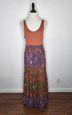 ANTHROPOLIGIE Women Colima Tank Tiered Maxi Dress Snake Print Multicolor Large