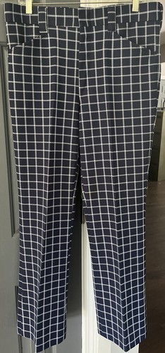 32"x32" Vintage 60's & 70's Blue Plaid Disco Flare Leg Pants - Farah