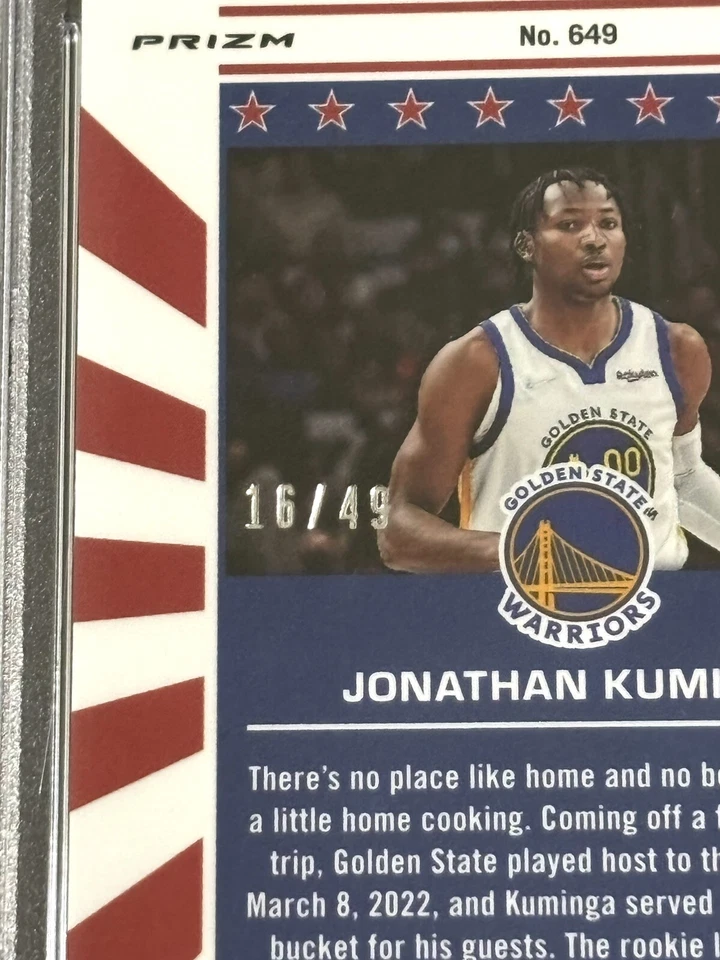 Jonathan Kuminga 2021-22 Panini Chronicles Hometown Heroes Purple RC /49 PSA 10 - Image 3 of 3