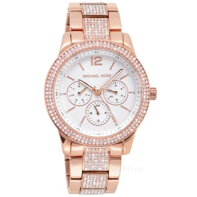 Michael Kors Tibby レディース Pave Glitz 時計 Michael Kors Tibby Womens Pave Glitz Watch, White Dial