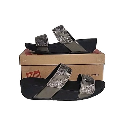 FitFlop Mina Ombre Glitter Sandals Women Sz 9 Pewter Gray Slides New !!! - 第 1/9 張圖片