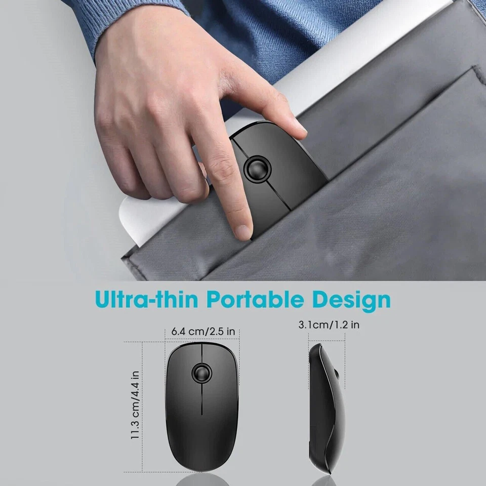 Victsing V8 Wireless Mouse 2.4G Slim Cordless Mice Optical Scroll PC Laptop Mac - Image 4 of 4