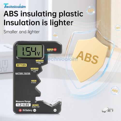 Digital Battery Tester Checker Electricity Indicator Universal AA AAA 9V Button - Afbeelding 7 van 15