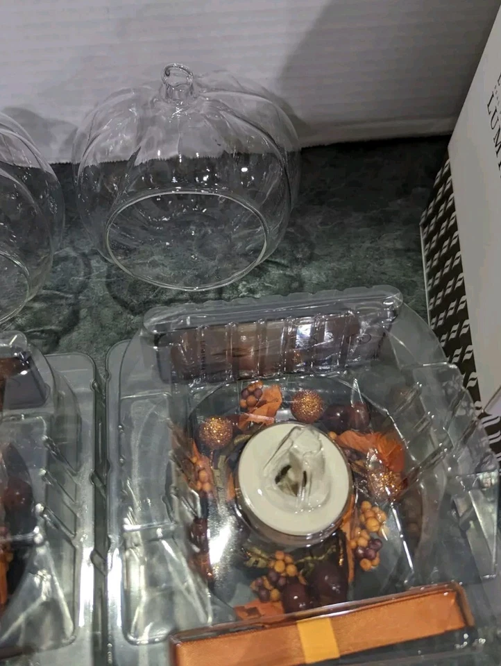 Luminara Remote Control Fall Harvest Pumpkin Glass Ornament Flameless Candle 2 - Image 3 of 4