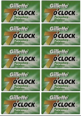100 Gillette 7 'clock Double Edge Razor Blades Classic Safety Stainless D Edge