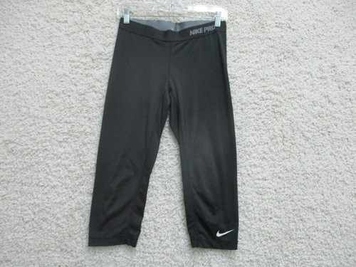Nike Pro Pants Medium Adult Black Capri Pull On Legging Swoosh Logo Womens M