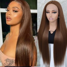 Women Dark Blonde Hair Lace Front Wigs Synthetic Heat Safe Natural Long Straight