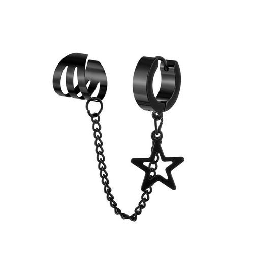 PAIR Men Women Chain Dangle Ear Cuff Hoop Earrings Ear Piercing Punk Jewellery - Picture 15 of 25