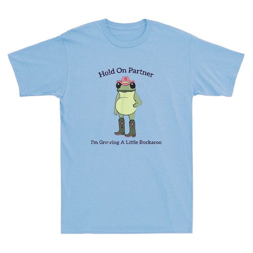Hold On Partner I'm Growing A Little Buckaroo Funny Frog Meme Quote Mens T-Shirt - Picture 8 of 8