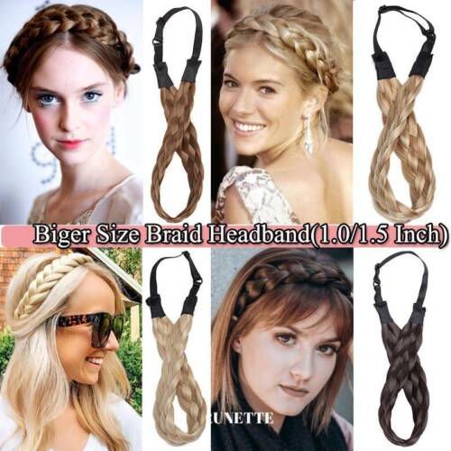 Women Hair Braided Headband Plaited Synthetic Plait Hairband Hairwear as Human - Picture 3 of 57