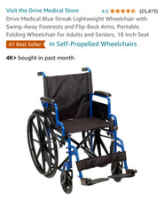 Drive Blue Streak Folding Wheelchair
