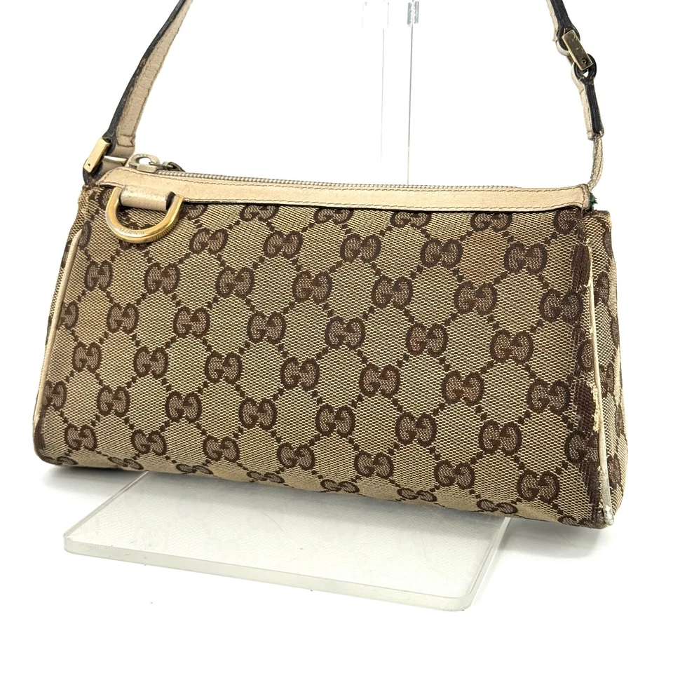 GUCCI Accesorio Bolsa Bolso de Mano GG Lona 145750 Auténtico Foto 2 de 4