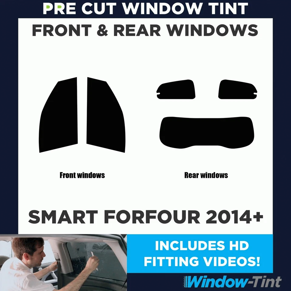 Kit completo de tinte para ventana precorte para Smart Forfour 2014+ película de tinte frontal y trasera Foto 2 de 4