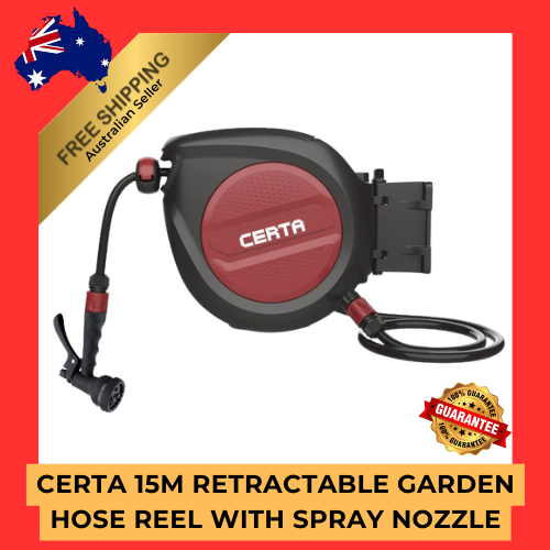 Certa 15m Retractable Garden Hose Reel with Spray Nozzle, Hose Reels & Storage, - Picture 1 of 7