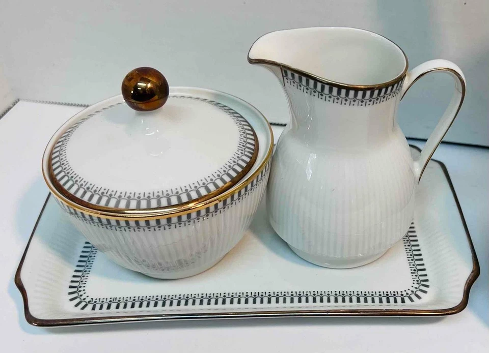 Juego de té vintage Winterling Roslau Bavaria tetera, crema, azúcar, bandeja, 5 tazas/sa Foto 2 de 4