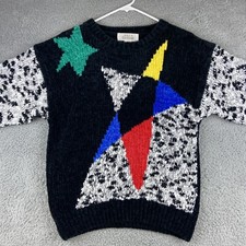 Vintage Here's A Hug Pullover Sweater Girls Size L Stars Colorful 80's