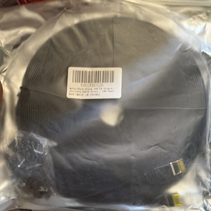 AoforTech Cat6 Flat Ethernet Patch Cable 100 ft Black RJ-45 to RJ-45