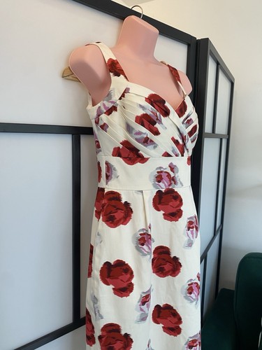 Hobbs London cream and red strappy silkdress size 10 - Picture 4 of 6
