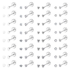16 Pairs Tiny Cartilage Stud Earrings for Women Men Surgical Steel Flat Back ...