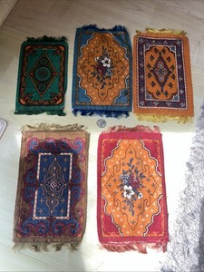 Lot of 5 Vintage Dollhouse Rugs Unique Colorful Miniature Textiles SEE PHOTOS