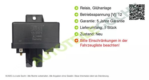 Relais Glühanlage für Volvo 960 Kombi 940 II 760 1985 - 1993 Hitachi 132071 - Afbeelding 2 van 7