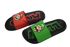 Super Mario Luigi Shoes Boys Size 5 Red Green Slide Sandals Nintendo Ground Up