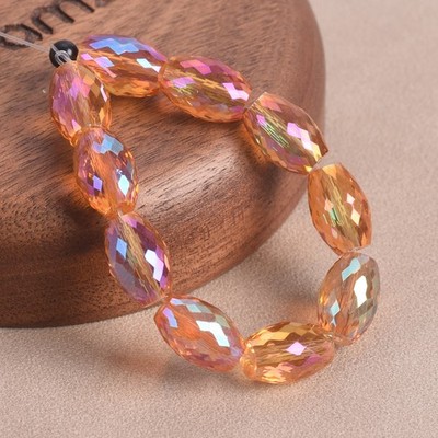 20 Stück 6x10mm 8x12mm Oval Zylinder Facettiert Kristall Glas Lose Perlen