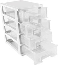 4 Tier Plastic Drawer Type Closet,Portable Storage Cabinet Sundries Storage Cosm