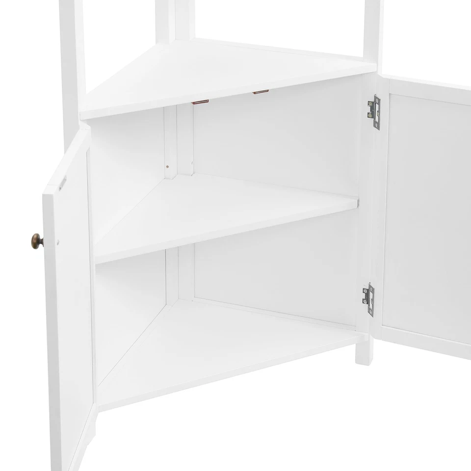 Armario de Almacenamiento Esquinero Dover, 25" W x 68" H, Blanco con 2 Puertas y Estante Abierto... Foto 4 de 4