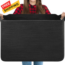 OIASKET 118L Extra Large Blanket Basket, 24.8"x17.7"x16.2", Black