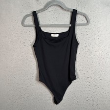 Babaton Womens Size Medium Black Square Neck Bodysuit Nylon  Elastane Blend
