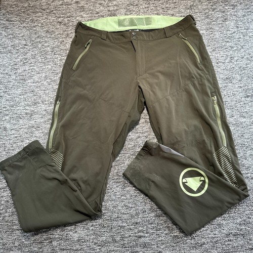 Endura MT500 Pantalone Spray Uomo XXXL Verde Impermeabile MTB Ciclismo Zip Gamba