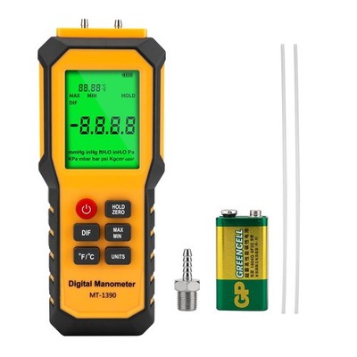 YZT Digital Differential Air Pressure Meter HVAC DualPort Manometer Tester