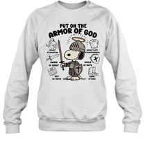 Christian Sweatshirt Put On The Armor Of God Snoopy Graphic Pullover Shirt
