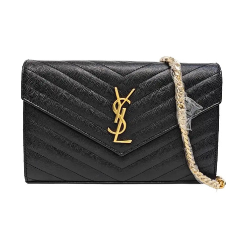 Yves Saint Laurent MONOGRAM Handbags Leather Black Free Shipping | Duties Paid