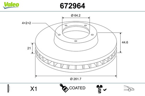 2x BRAKE DISC 672964 FOR HONDA CIVIC/Hatchback/Fastback/Aerodeck/VII CRX/III - Picture 2 of 6