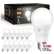LED Bulbs Daylight White 5000K, 100 Watt Equivalent A19 12 Pack 5000k Daylight
