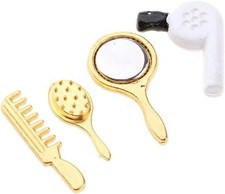 Miniature Comb and Hair Dryer Set for Dollhouses, 4Pcs Mini Bathroom