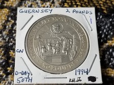 Guernsey 2 Pounds 1994 Cu-Ni 50th Anniversary D-Day Almost UNC - i Tariff Incl