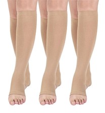 Open toe Toeless Compression Socks 3 Pairs for Women Men 15-20 mmHg Support R...