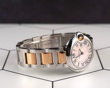Cartier Ballon Bleu 28mm Steel Rose Gold Pink Mother of Pearl Ladies Watch 3009 5
