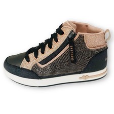 Skechers Kids Girls 2.5 Shoutouts Strut High Top Sneakers Black Rose Gold Shoes