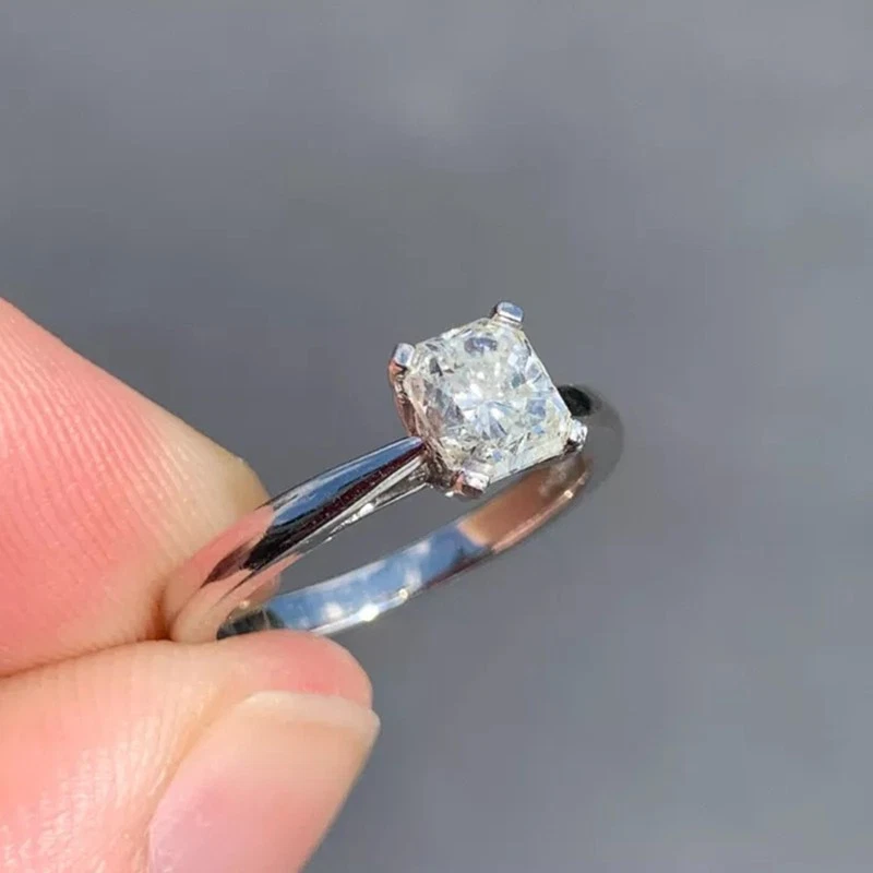 2Ct Radiant Cut Solitaire Diamond Engagement Ring 14K White Gold Solid Size 5-10 - Image 2 of 4