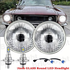 For Ford Mustang 1965-1978 Pair 7inch Glass Lens Round Led Headlights Hilo Beam For Ford Mustang 1965-1978 Pair 7inch Glass Lens Round Led Headlights Hilo Beam