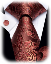 Paisley Tie Sets Floral Necktie Handkerchief Cufflinks Set Silk Woven Ties Busin