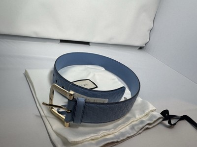 Gucci Guccissima Belt Light Blue Gold Tone Metal Leather Gucci Guccissima Belt Light Blue Gold Tone Metal Leather  main image 4