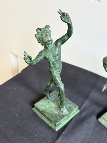 Two Grand Tour Bronze Statues: Faun Of Pompeii, Running Man - Italian - Nude - Picture 2 of 15