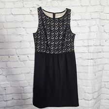 Ann Taylor LOFT Midi Dress Women Size 4 Black Floral Lace Lined Upper